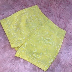 Pastel Lemon Yellow Brocade Shorts 🌼